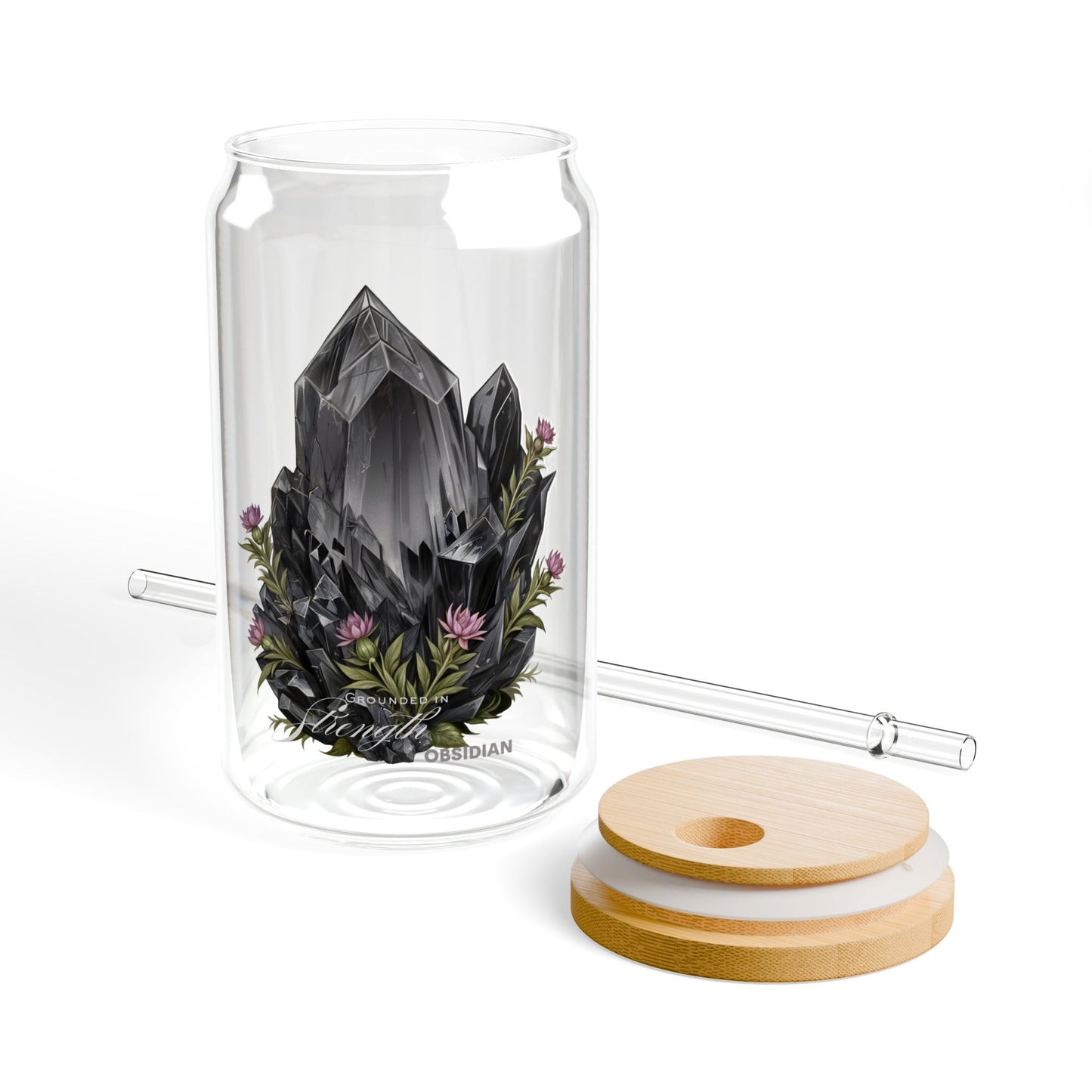 Obsidian “Grounded in Strength” Sipper Glass