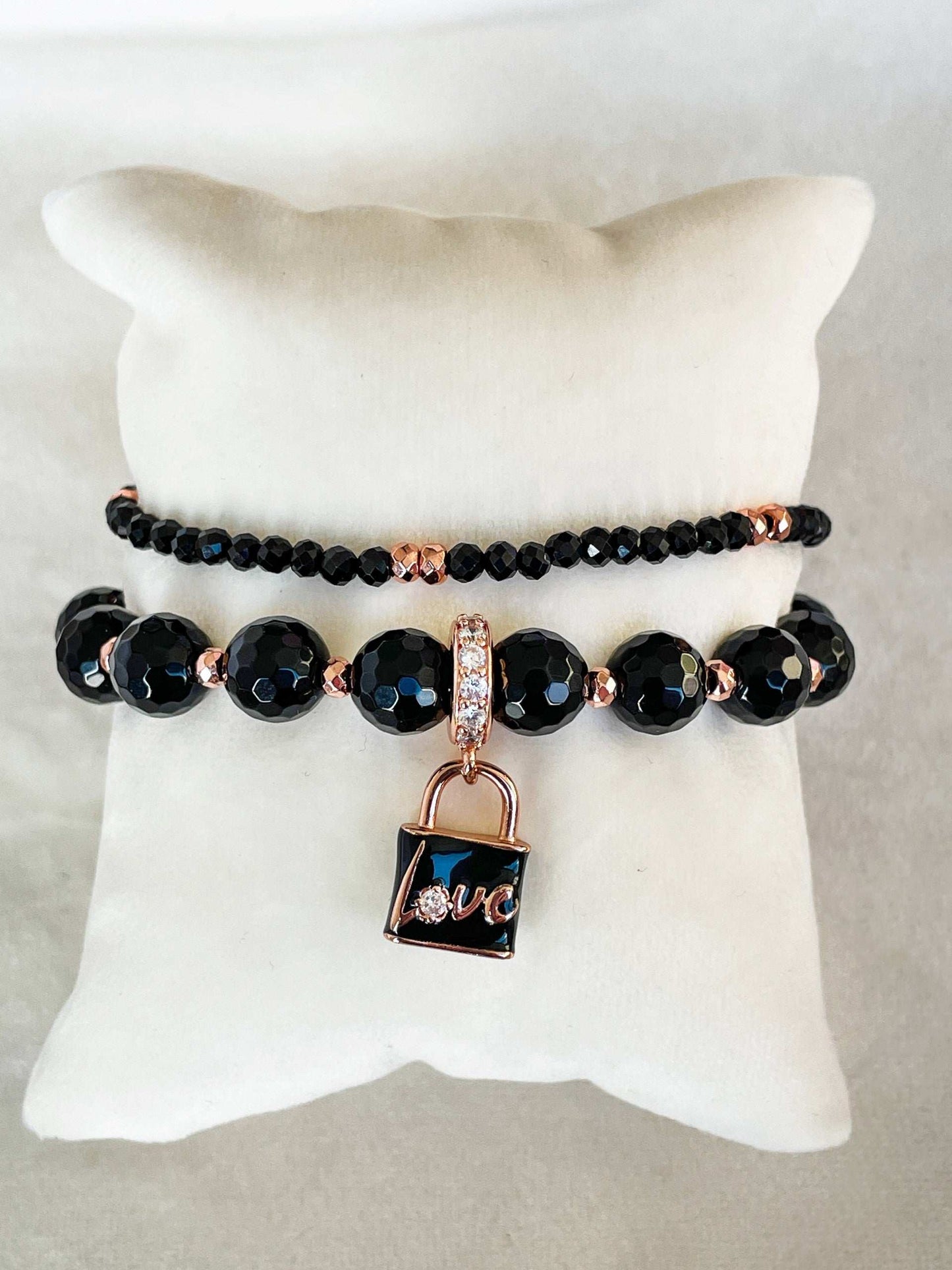 Onyx Love Lock Bracelets