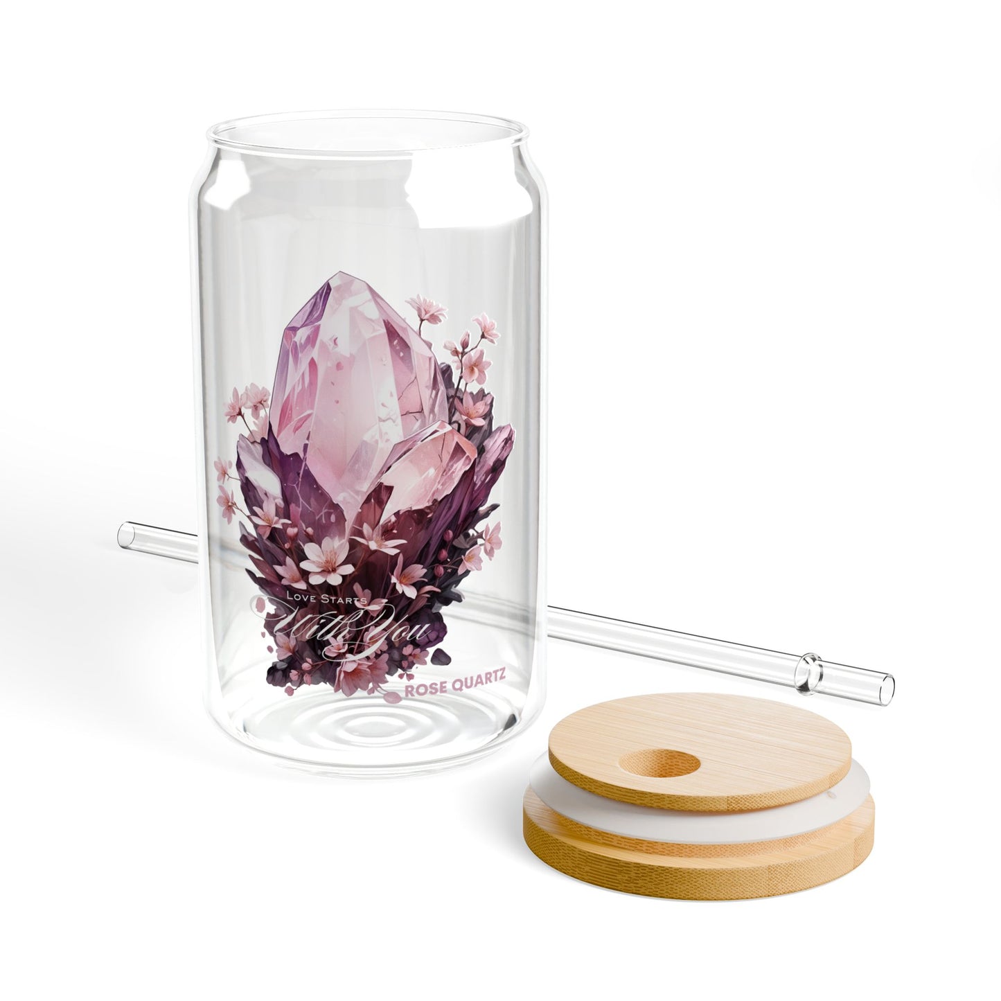 Rose Quartz “Love Starts With You” Sipper Glass