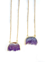 Load image into Gallery viewer, Half Circle Raw Amethyst Necklace
