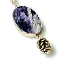 Load image into Gallery viewer, Pinecone Oval Amethyst Necklace