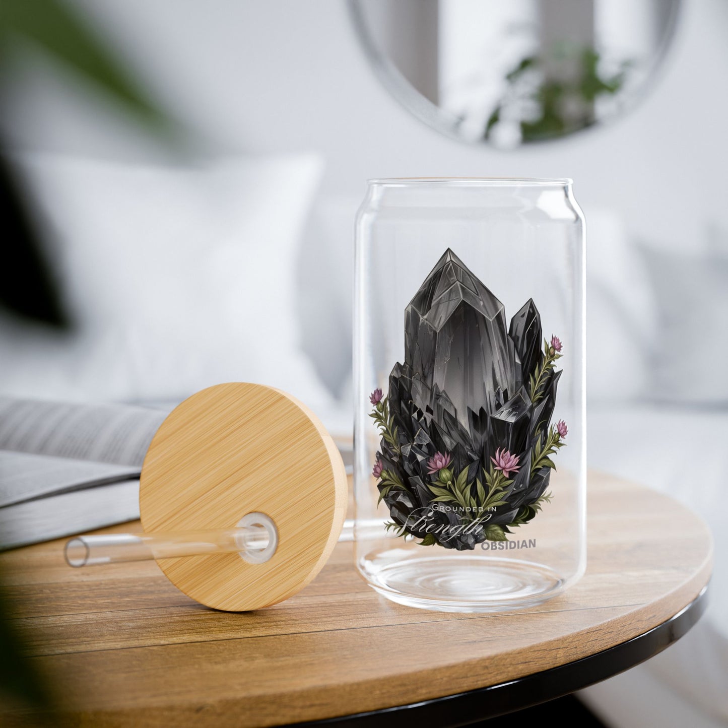 Obsidian “Grounded in Strength” Sipper Glass