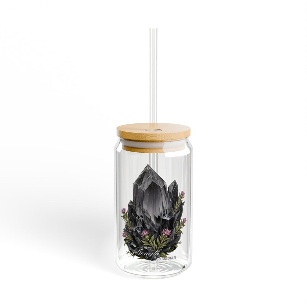 Obsidian “Grounded in Strength” Sipper Glass