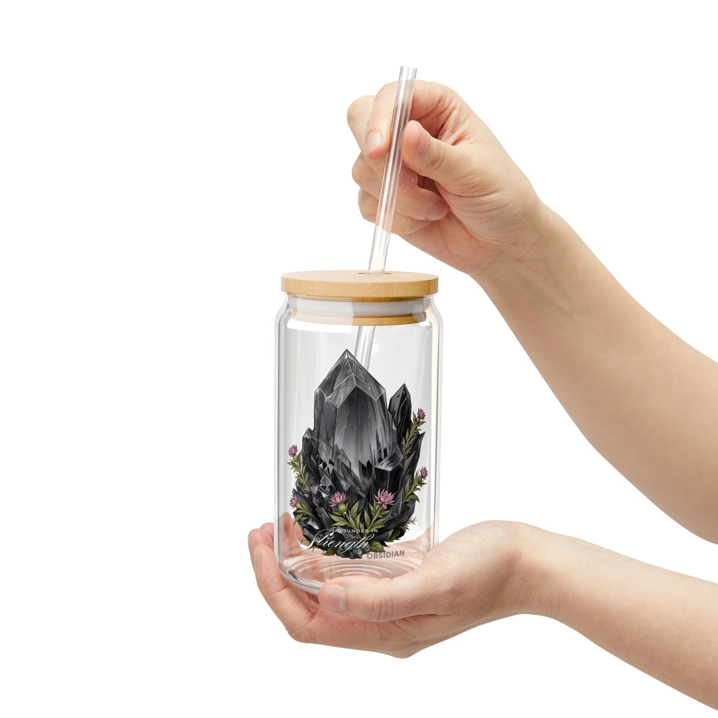 Obsidian “Grounded in Strength” Sipper Glass