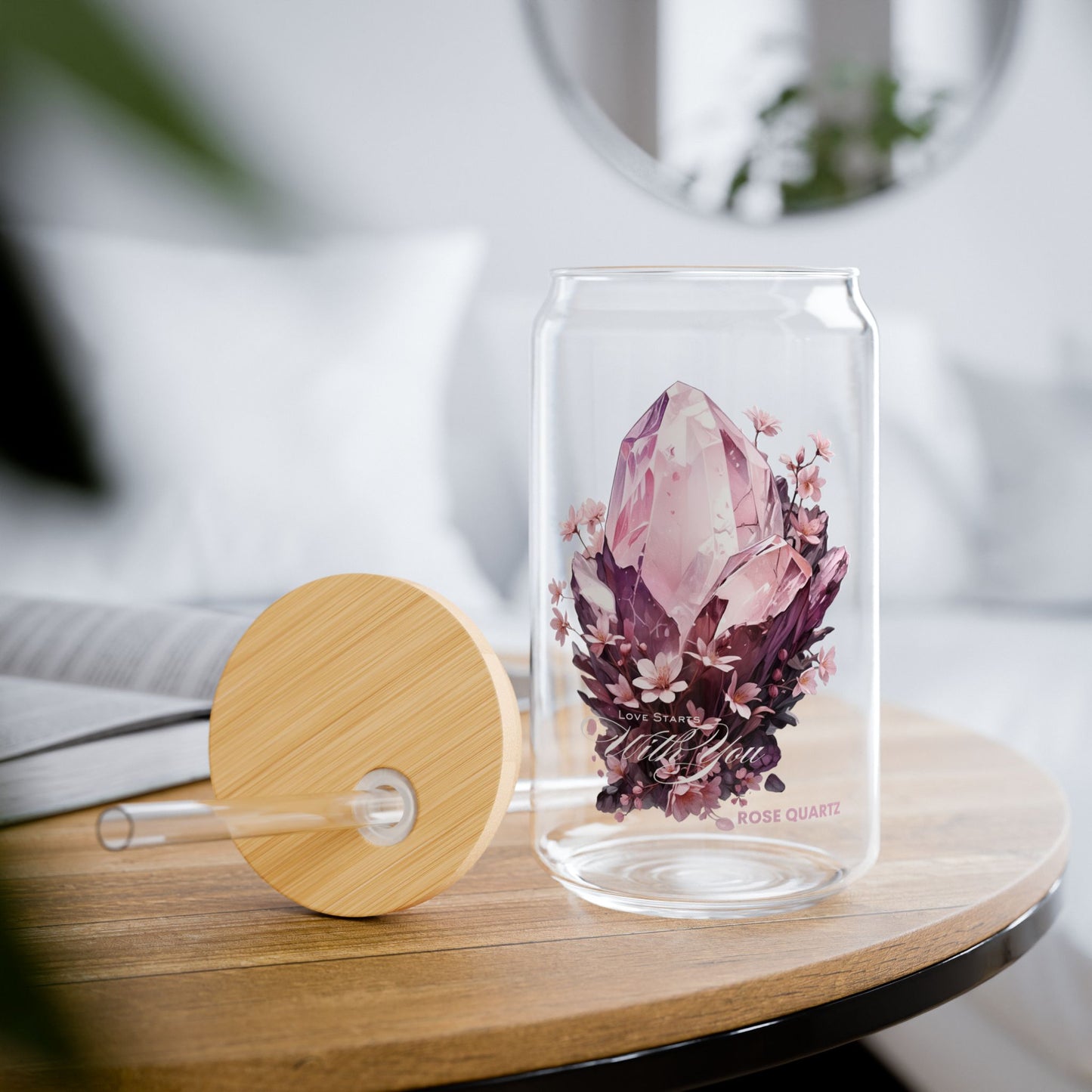 Rose Quartz “Love Starts With You” Sipper Glass
