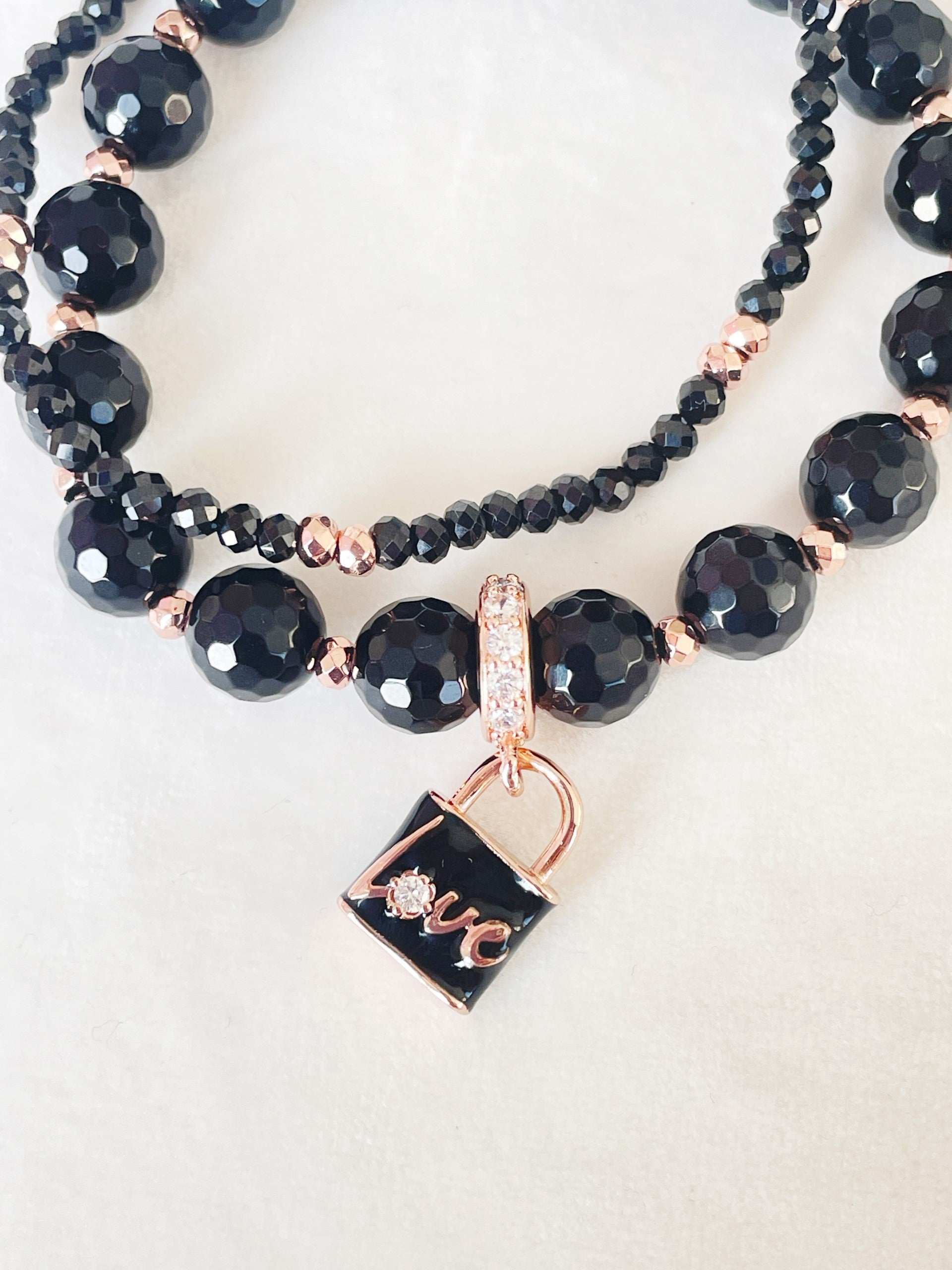 Onyx Love Lock Bracelets
