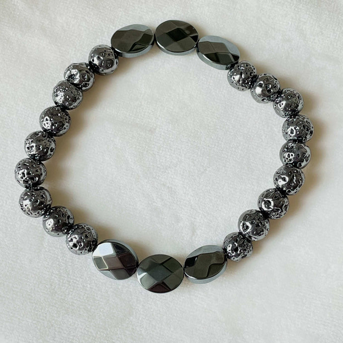 Silver Lava Stone Bracelet