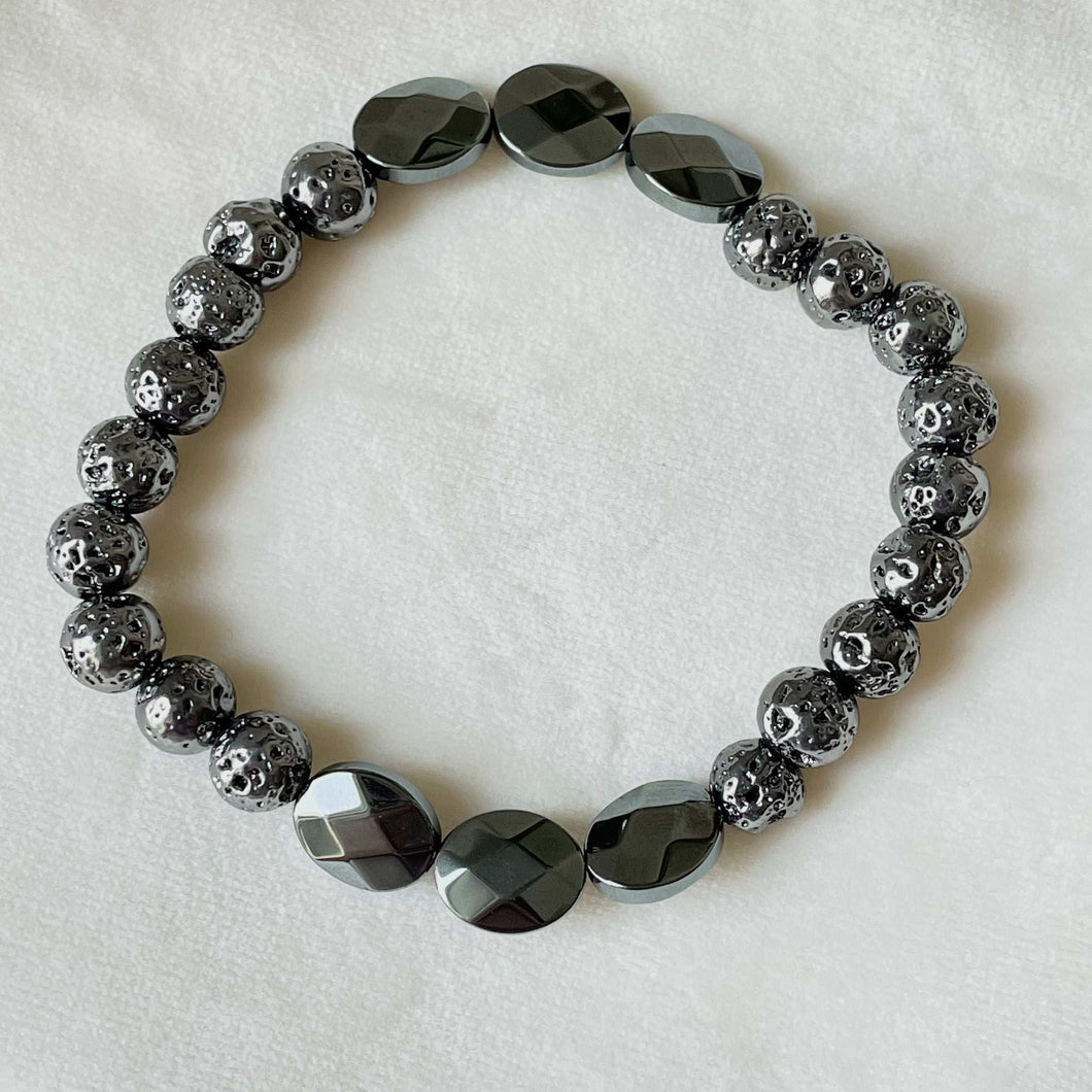 Silver Lava Stone Bracelet