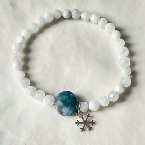 Moonstone Silver Snowflake Bracelet