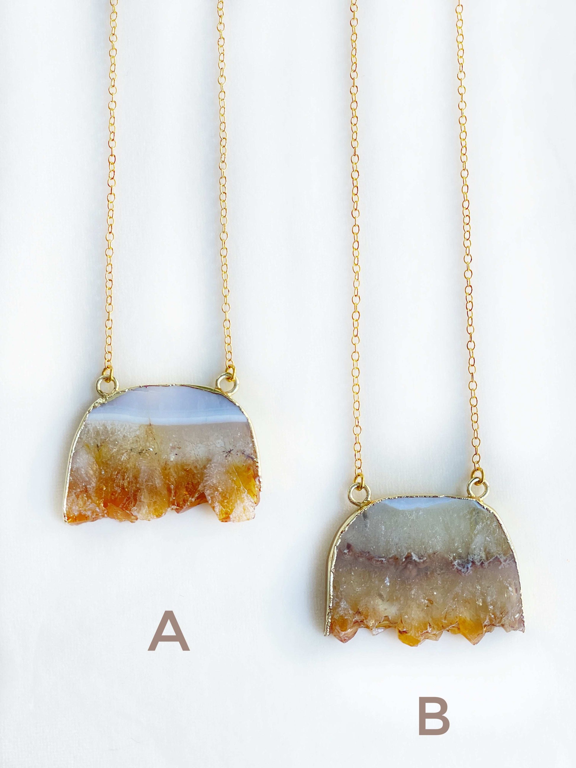 Half Circle Raw Citrine Necklace