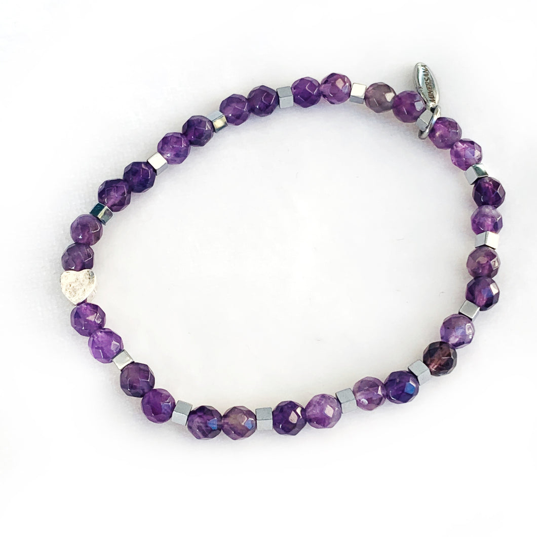 Intuition - Tiny Amethyst Silver Heart