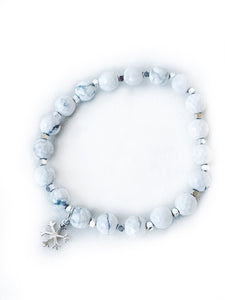 Howlite Silver Snowflake Bracelet