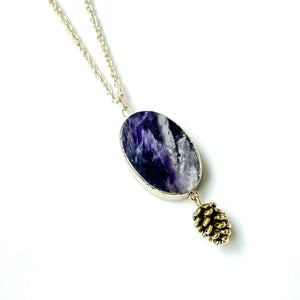 Pinecone Oval Amethyst Necklace