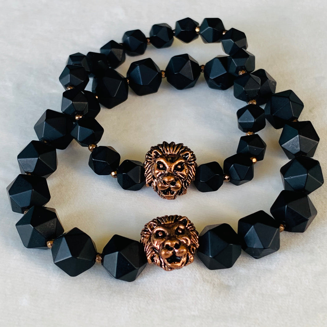 Protection - Faceted Obsidian - Bronze