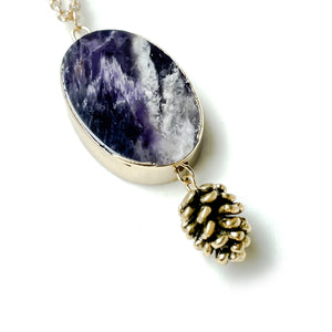 Pinecone Oval Amethyst Necklace